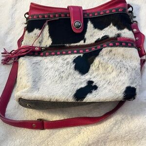 Pink and Black Cowhide Women's Bag MYRA brand